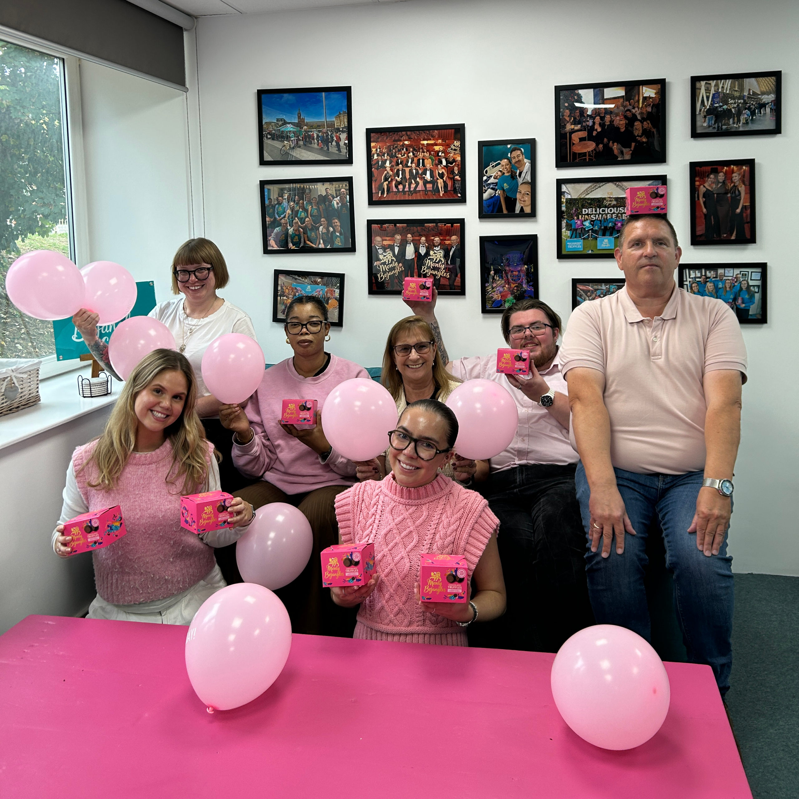 Monty Bojangles team celebrates Asda Tickled Pink campaign